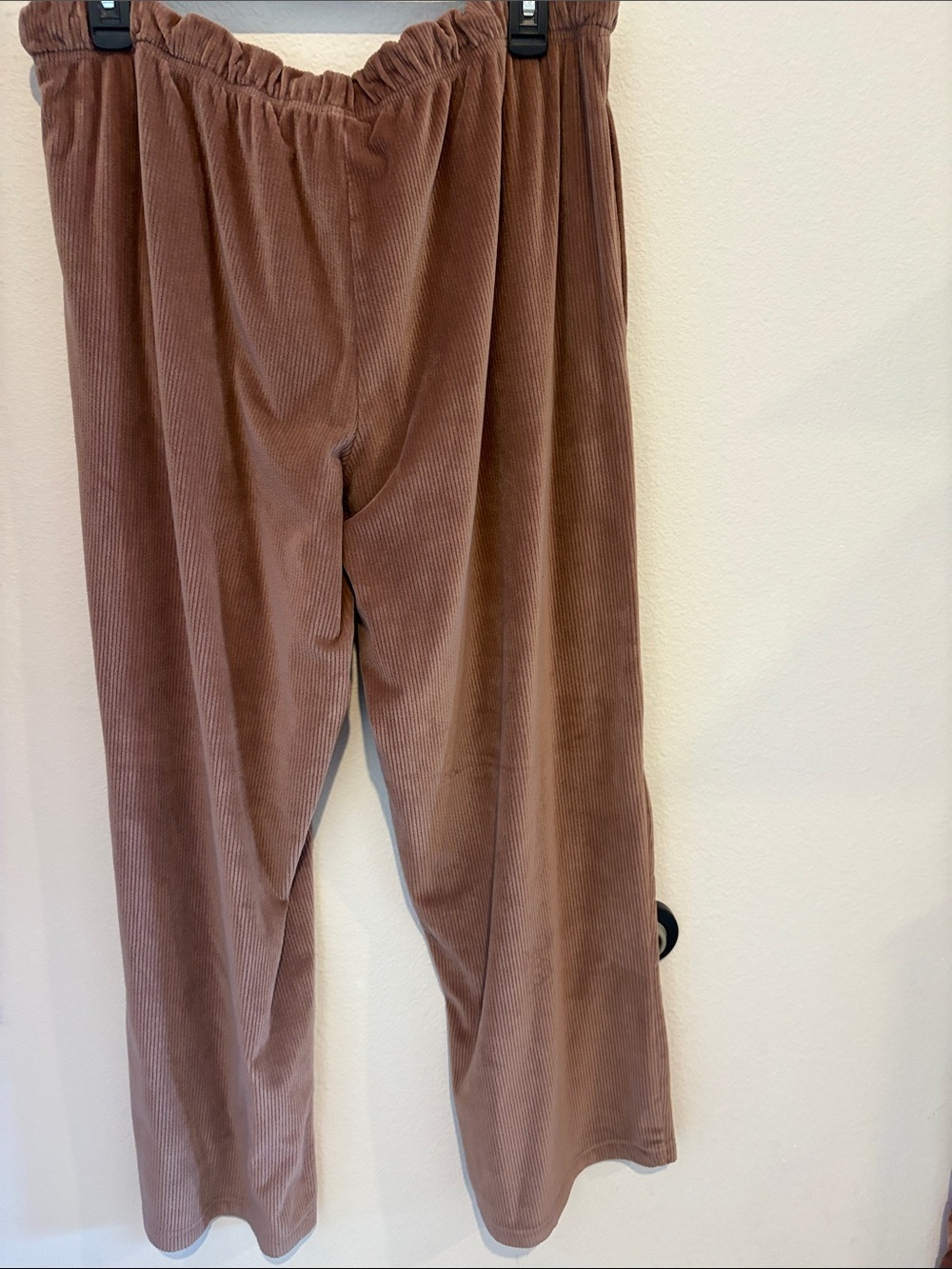 Brown Wide leg velour Sweatpants with Spandex waistband - Picture 3 of 3